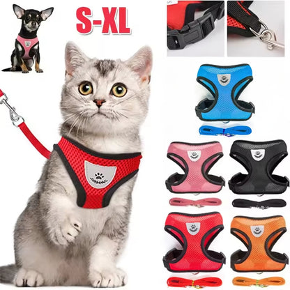 Dog and Cat Harness with Lead Adjustable Mesh Reflective Vest Small Pet