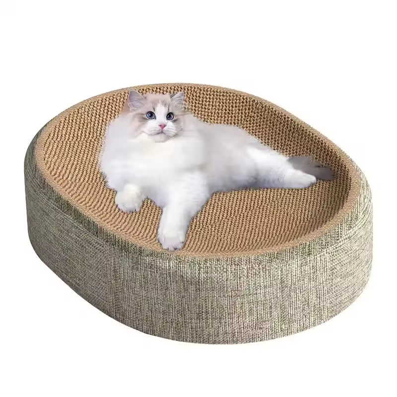 2in1 Cat Scratcher Bed Sisal Oval Cat Nest Claw Grinding Furniture Saver