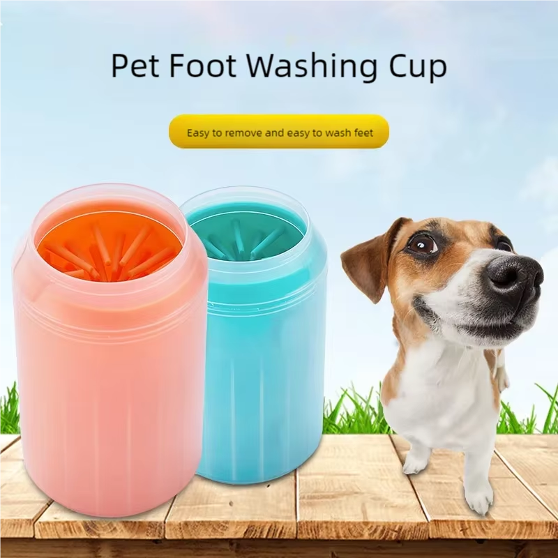 Dog paw cleaner cup, silicone brush, portable foot cleaner