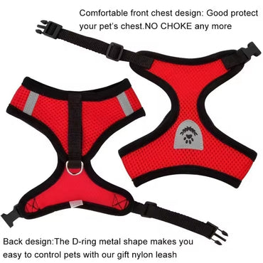 Dog and Cat Harness with Lead Adjustable Mesh Reflective Vest Small Pet
