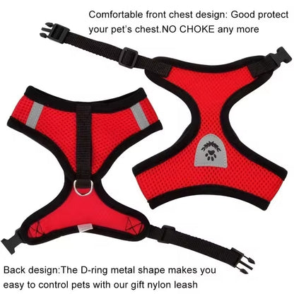 Dog and Cat Harness with Lead Adjustable Mesh Reflective Vest Small Pet