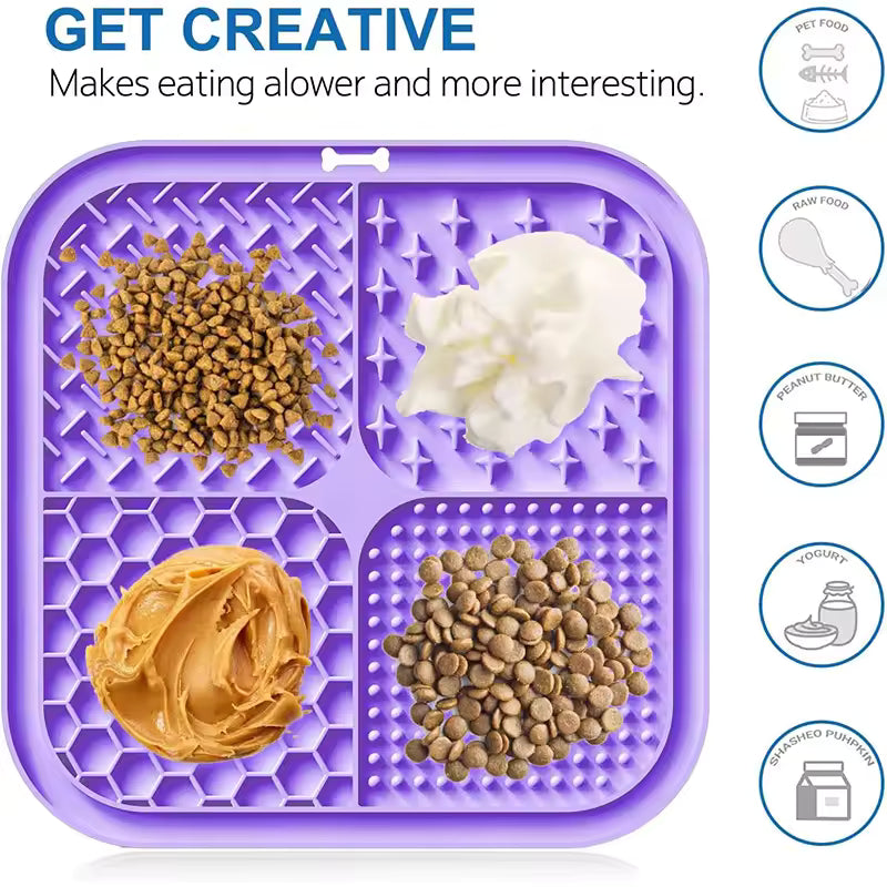 Silicone Pet Lick Mat Slow Feeder Suction Cup Anti Choking Dog and Cat Feeding Mat