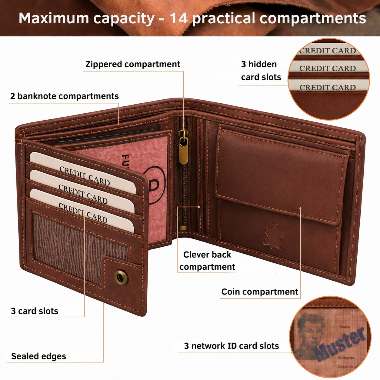 Full Grain Brown Leather Wallet