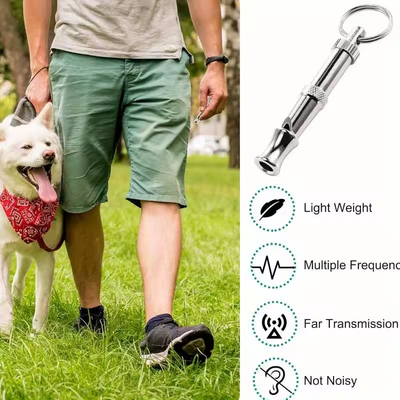 1/2PCS Adjustable Dog Whistle Anti Bark Training Recall with Keyring