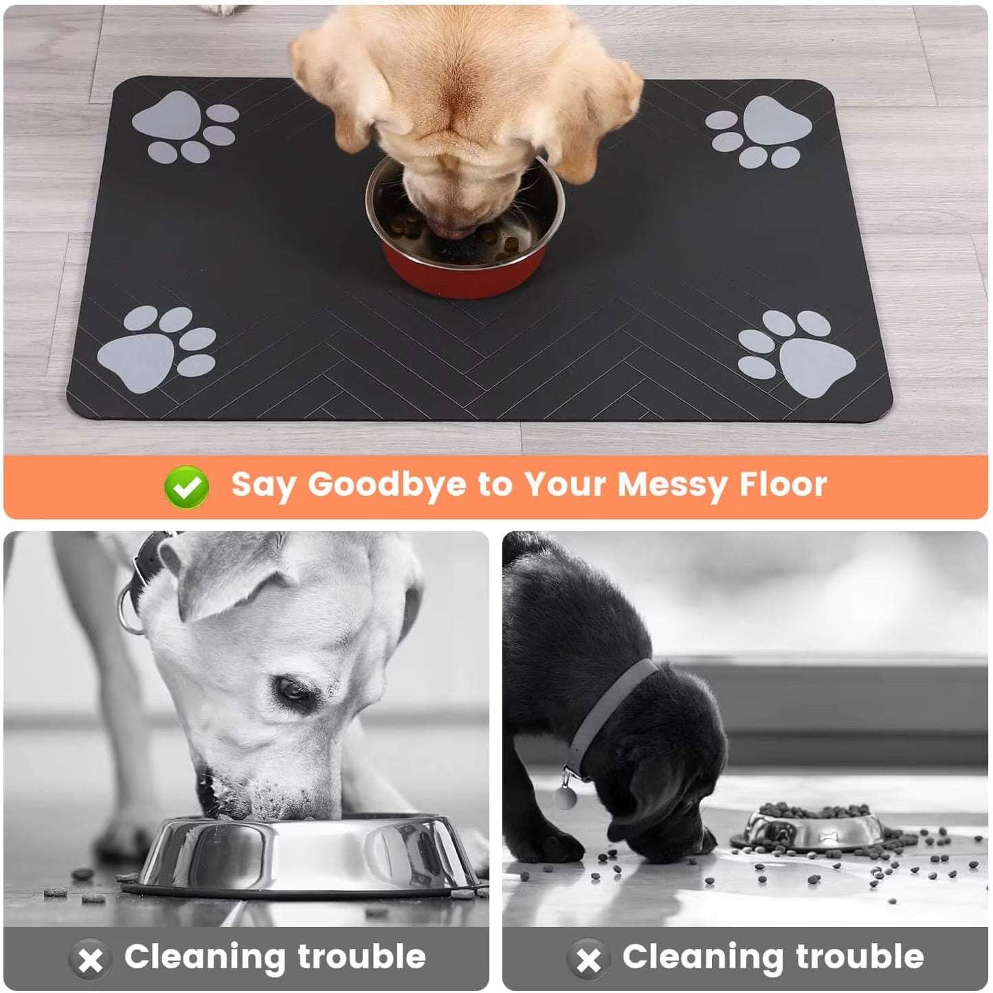 Pet Feeding Mat Absorbent Waterproof Dog and Cat Food Water Bowl Placemat