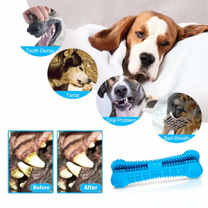 Dog Toothbrush Stick 360° Rubber Chew Toy Teeth Cleaning Small Dogs