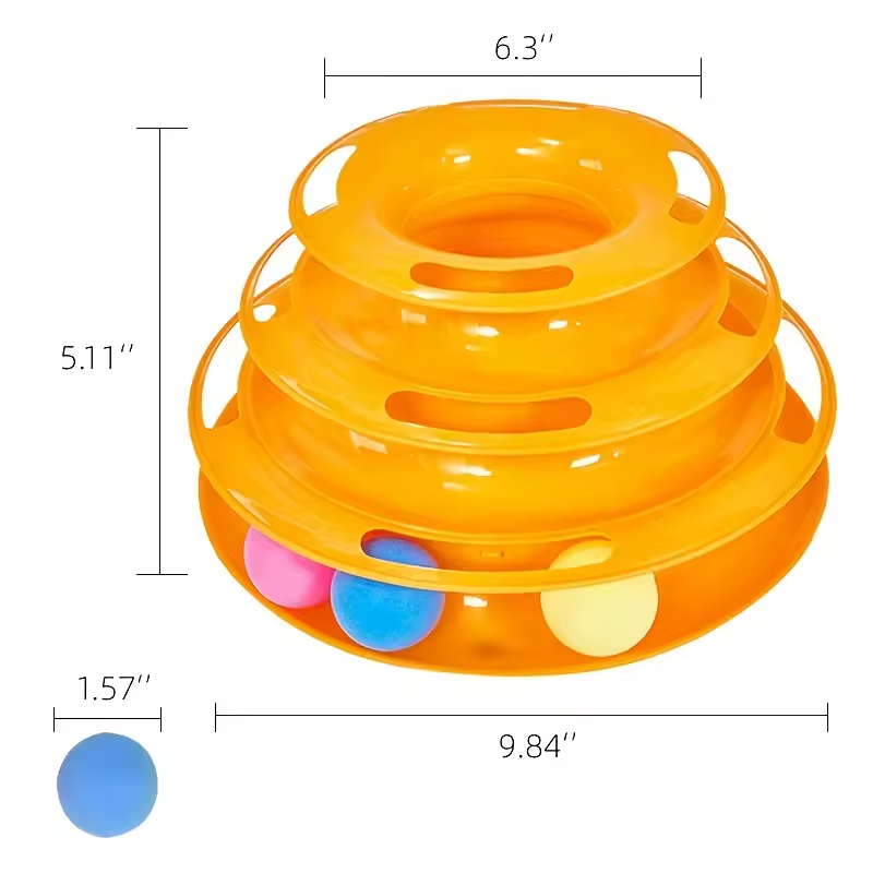 4 Tier Cat Toy Tower Track Ball Interactive Puzzle Roller Cat Toy