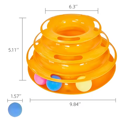 4 Tier Cat Toy Tower Track Ball Interactive Puzzle Roller Cat Toy