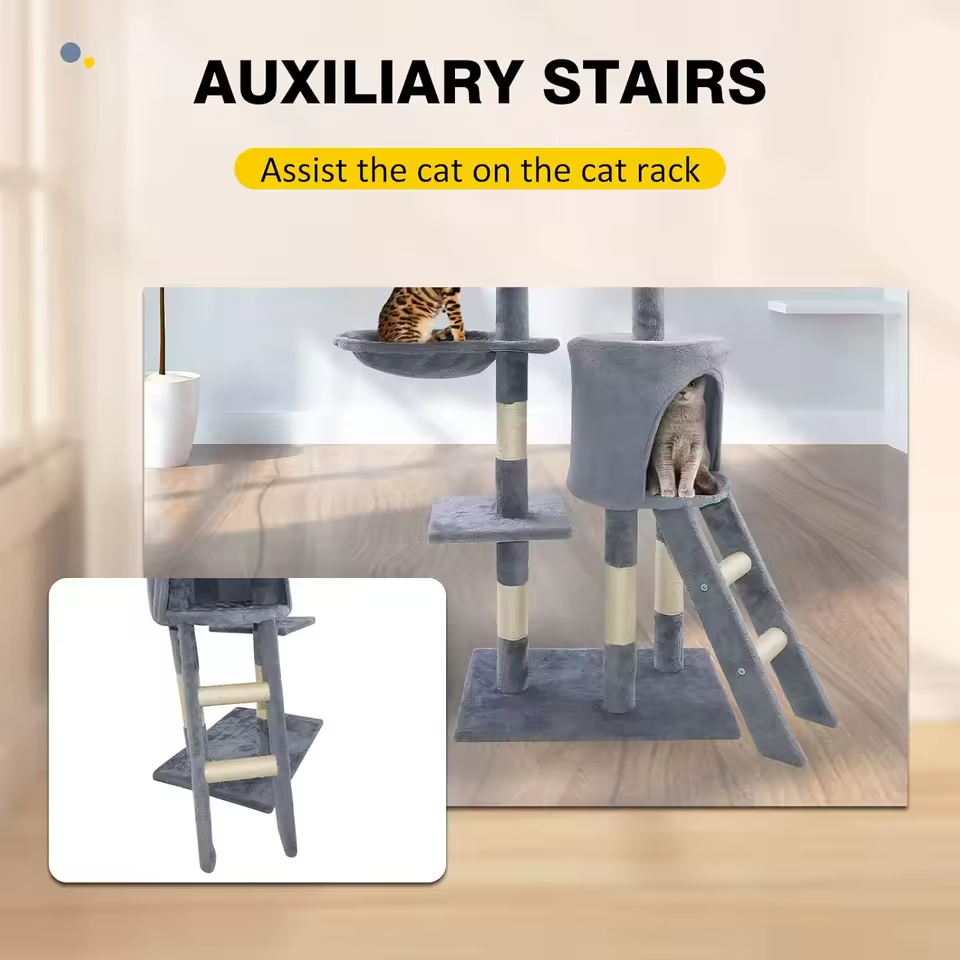 140cm Cat Tree Tower Large Scratching Post Condo for Indoor Cats Stable