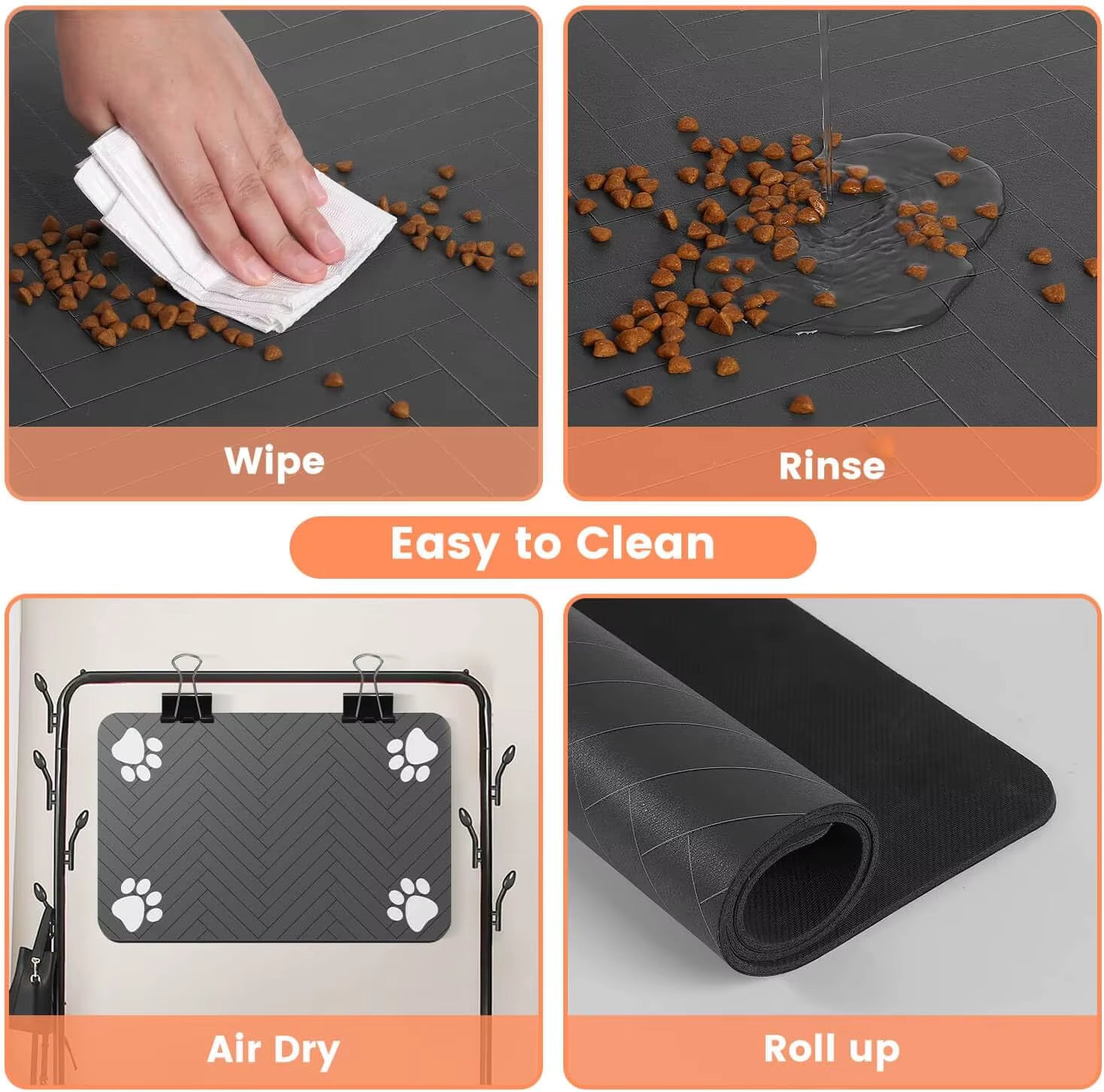 Pet Feeding Mat Absorbent Waterproof Dog and Cat Food Water Bowl Placemat