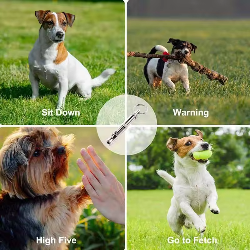 1/2PCS Adjustable Dog Whistle Anti Bark Training Recall with Keyring