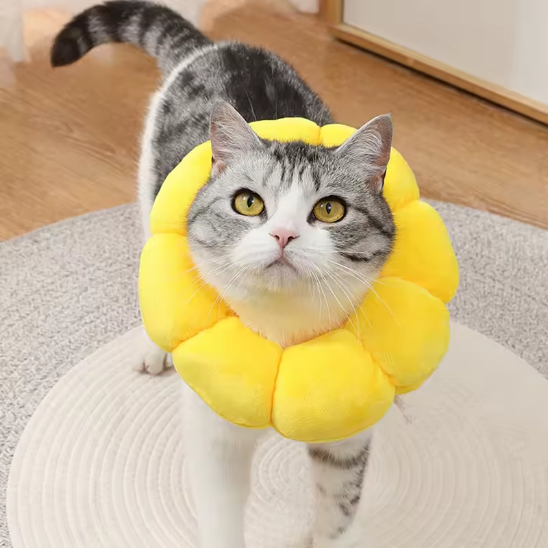Sunflower Pet Recovery Collar Soft Anti Lick Adjustable Dog Cat Cone Collar