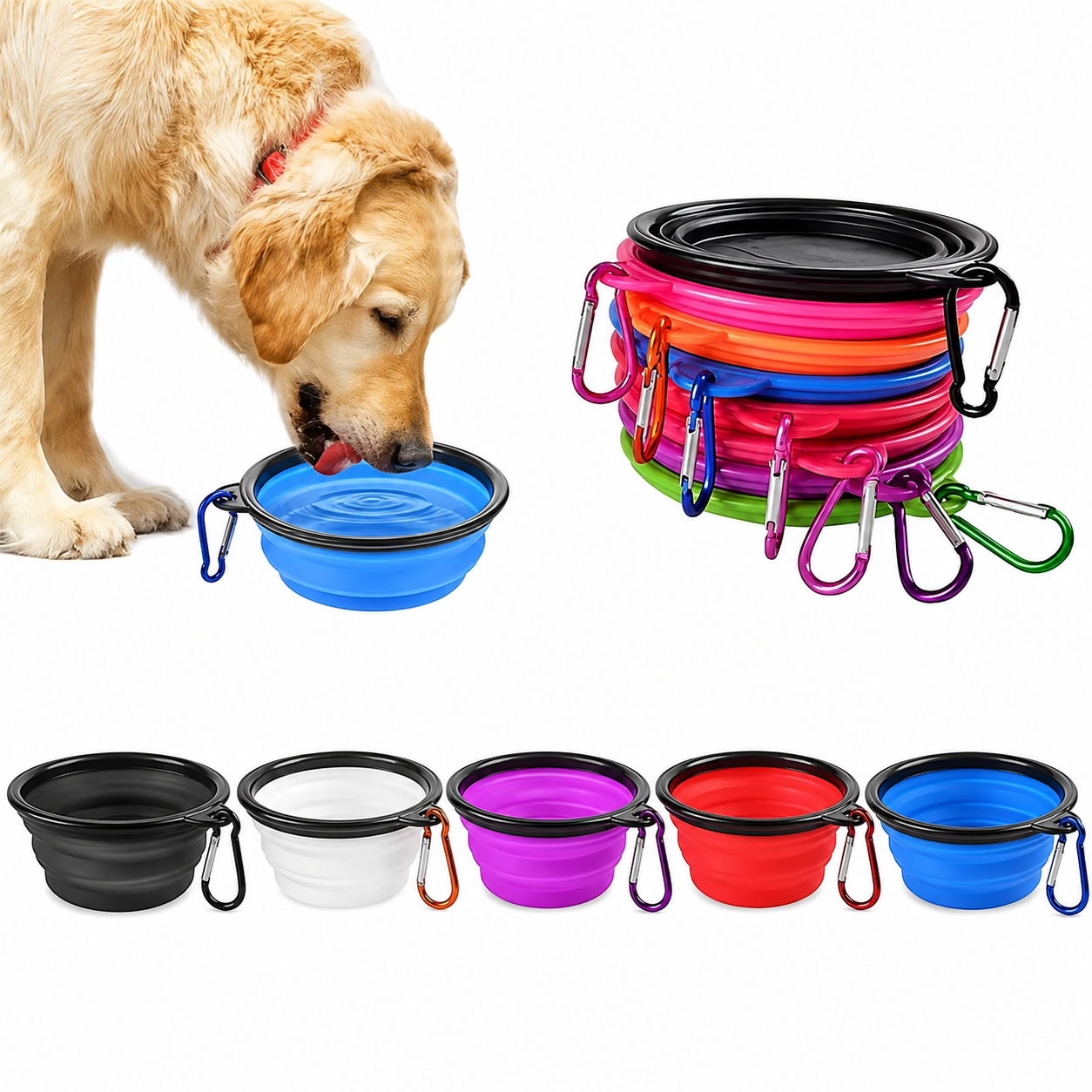 Collapsible Pet Bowl Silicone Dog Cat Travel Food Water Bowl Portable Outdoor