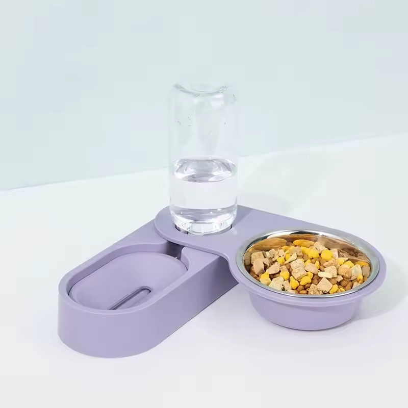 2 in 1 Rotating Pet Bowl Cat and Dog Feeder Non Slip Elevated Feeding Bowl