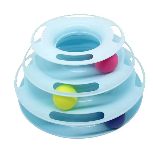 4 Tier Cat Toy Tower Track Ball Interactive Puzzle Roller Cat Toy