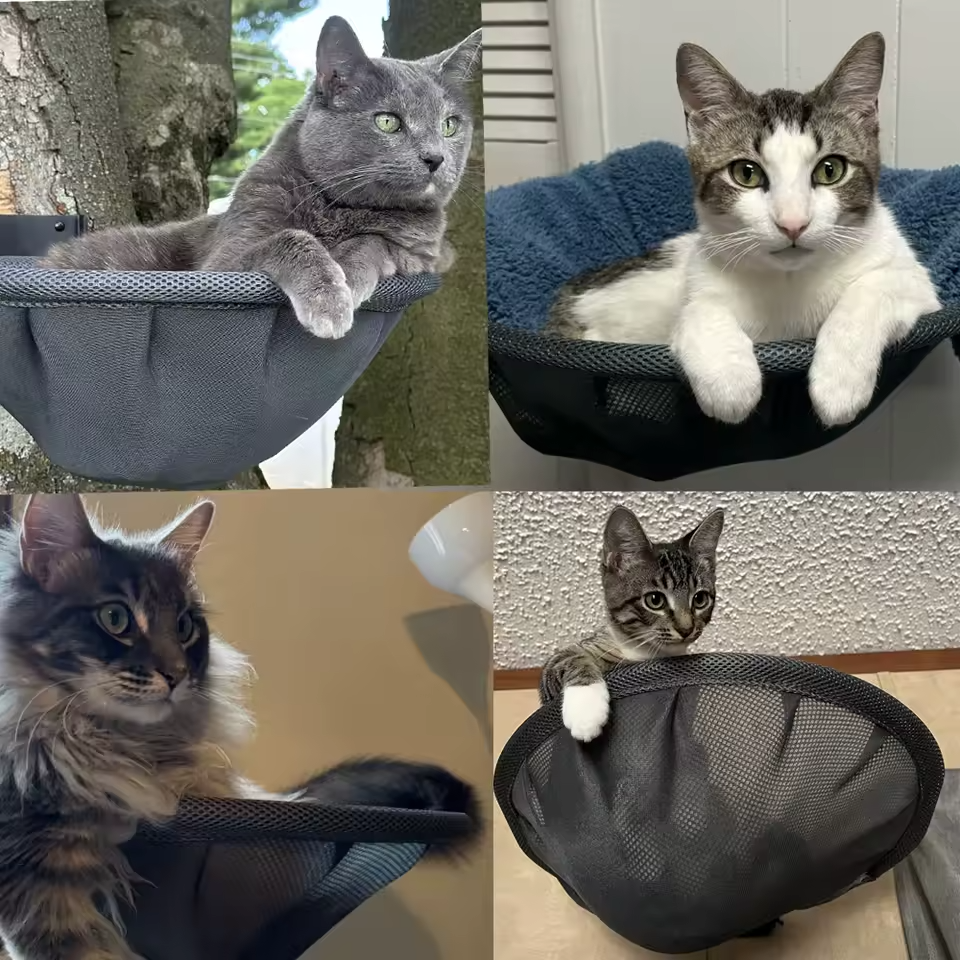 Cat Hammock Wall Mountable Foldable Cat Bed Stable Breathable