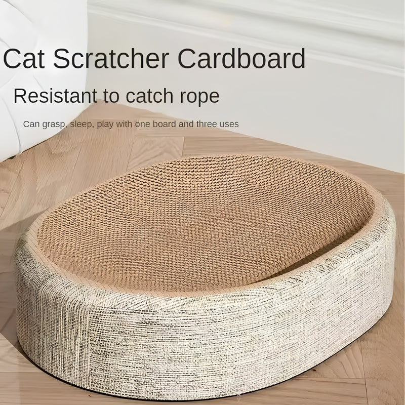 2in1 Cat Scratcher Bed Sisal Oval Cat Nest Claw Grinding Furniture Saver