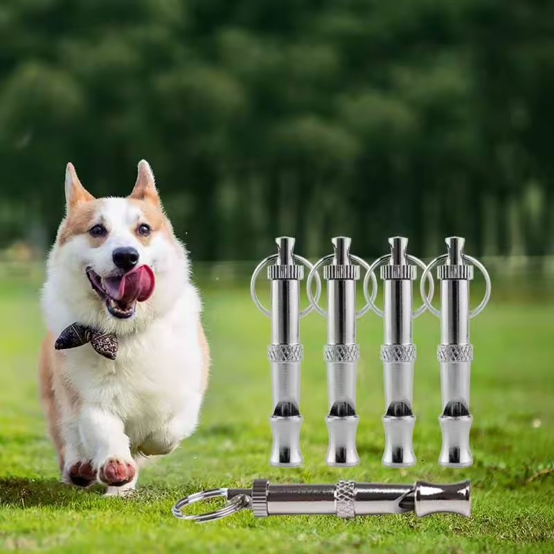 1/2PCS Adjustable Dog Whistle Anti Bark Training Recall with Keyring