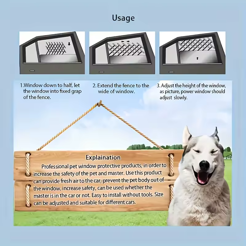 Car Window Pet Guard Ventilation Safety Grill for Dogs Cars SUVs Trucks