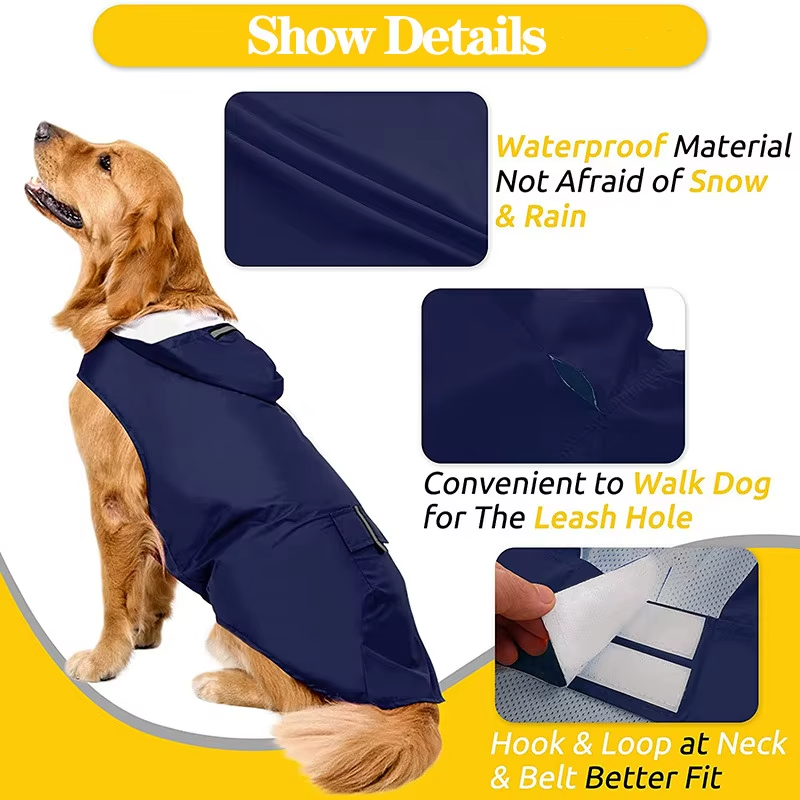Waterproof Dog Raincoat Reflective Hooded Jacket Rain Poncho All Sizes Dogs