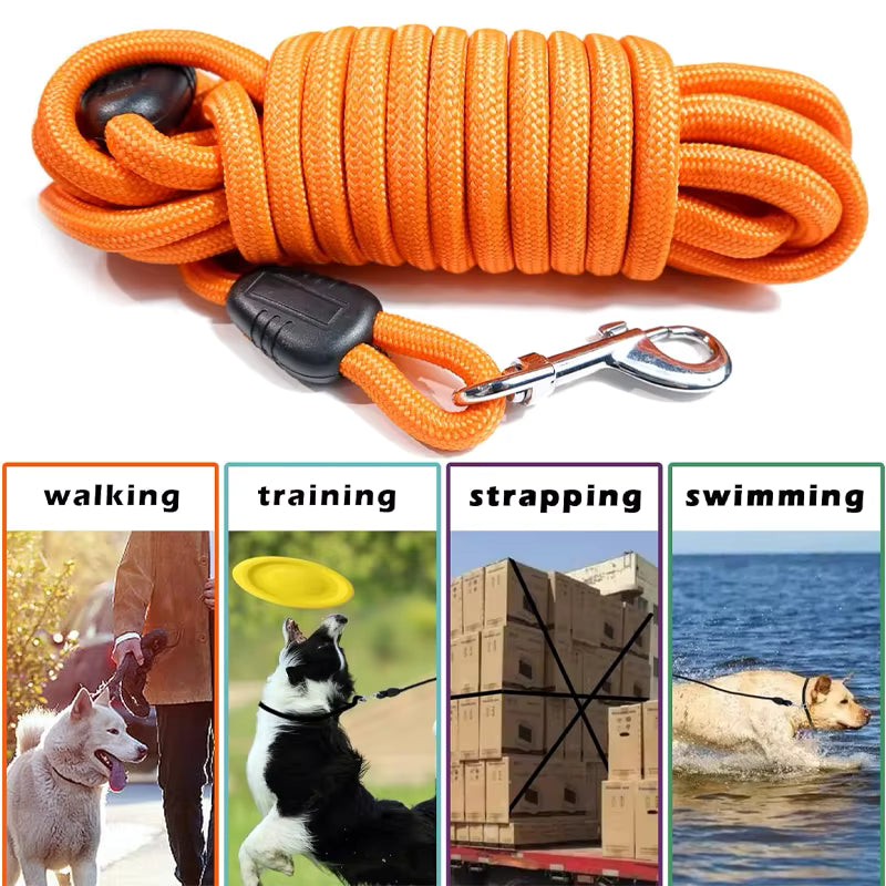 5M 10M 15M Dog Training Lead Heavy Duty Nylon Recall Leash for Large Dogs