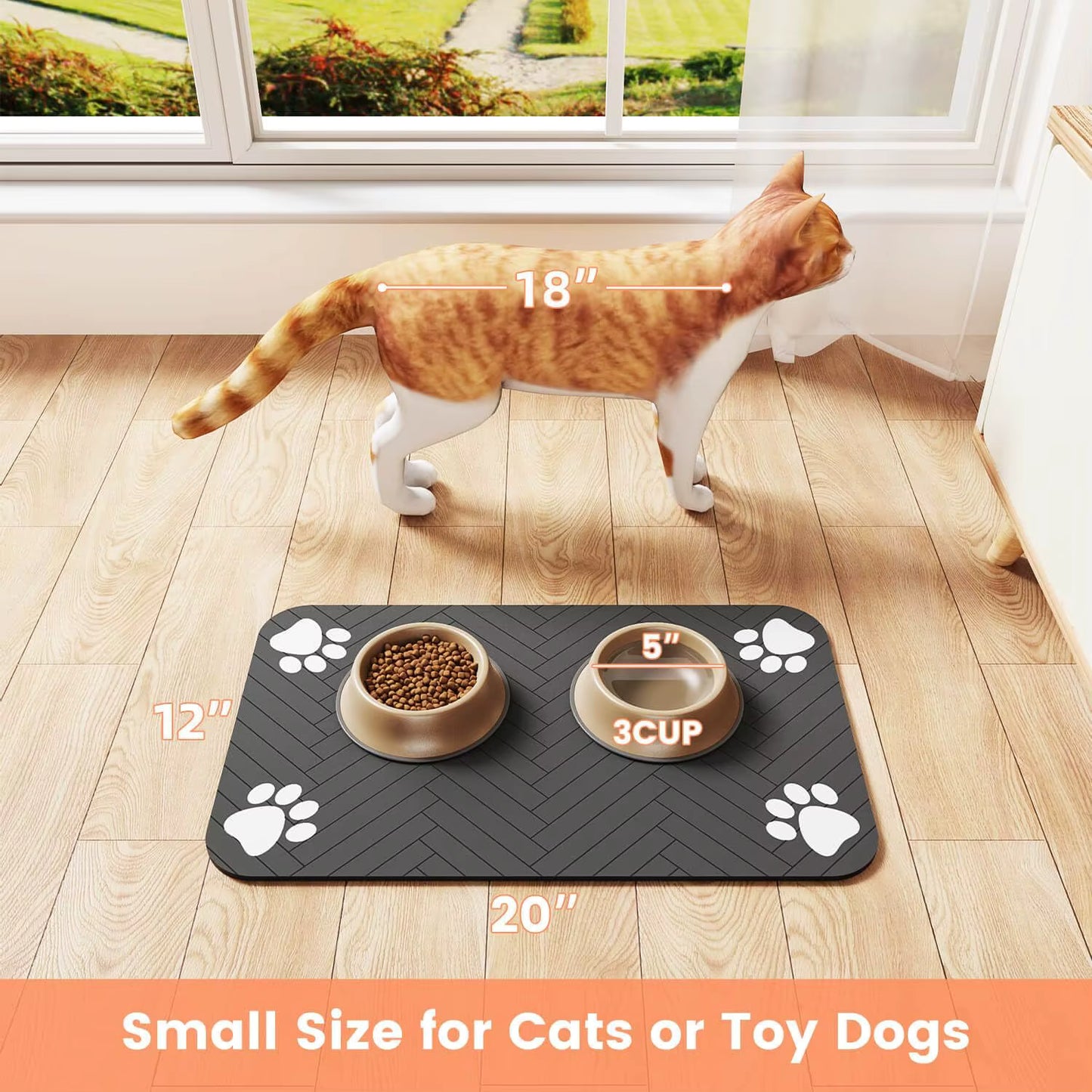 Pet Feeding Mat Absorbent Waterproof Dog and Cat Food Water Bowl Placemat