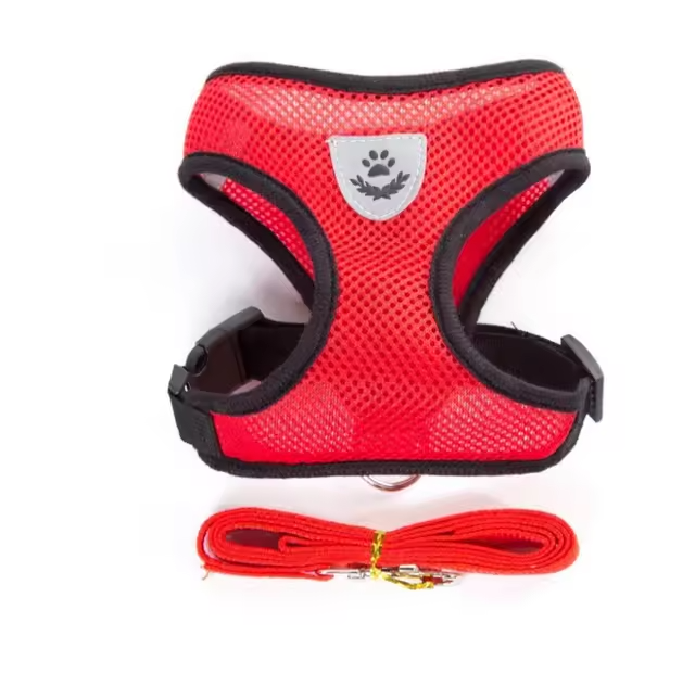 Dog and Cat Harness with Lead Adjustable Mesh Reflective Vest Small Pet