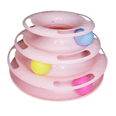4 Tier Cat Toy Tower Track Ball Interactive Puzzle Roller Cat Toy