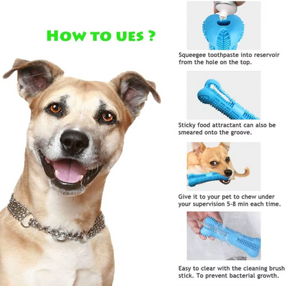 Dog Toothbrush Stick 360° Rubber Chew Toy Teeth Cleaning Small Dogs
