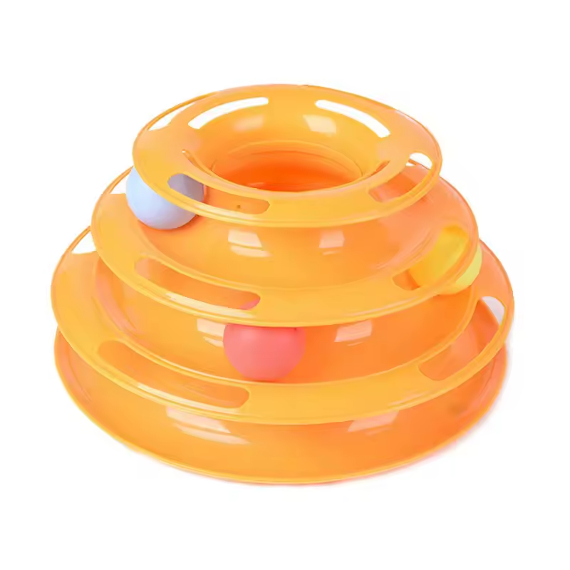 4 Tier Cat Toy Tower Track Ball Interactive Puzzle Roller Cat Toy