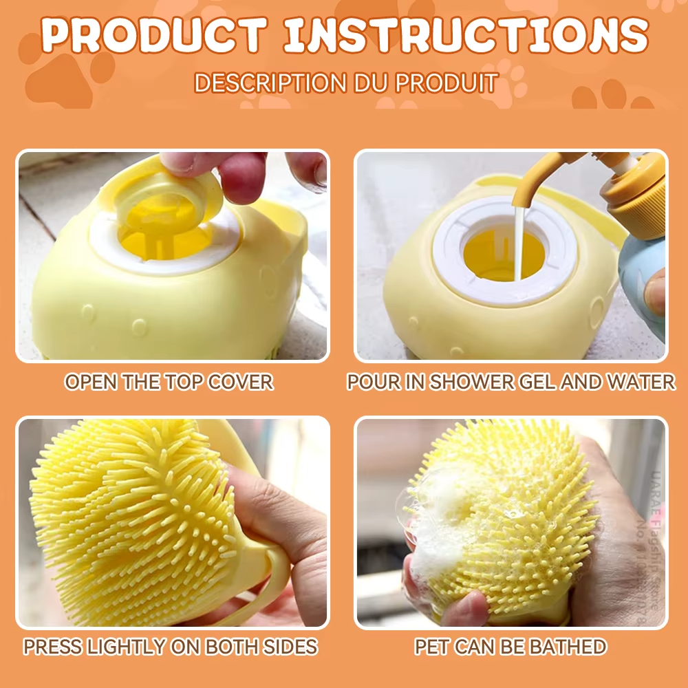 Pet Bath Glove Dog and Cat Silicone Brush Grooming Massage Cleaning Tool