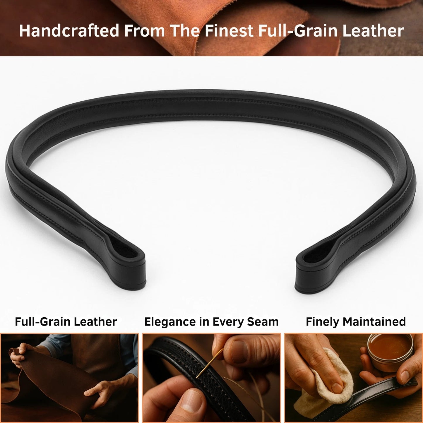 Premium Full-Grain Leather Browband Handmade. - Youshaelia