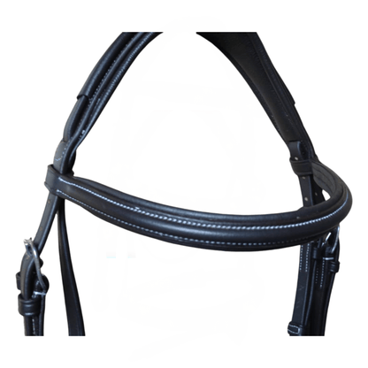 Black leather bridle on a white background