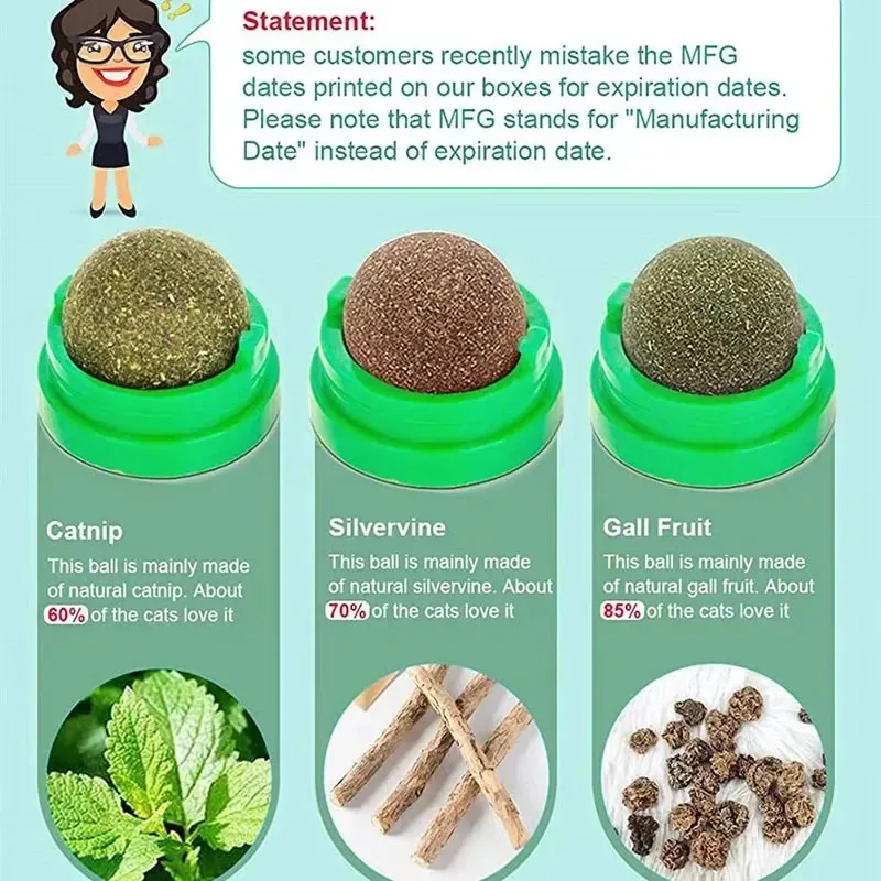 Catnip Mint Ball Cat Toy Teeth Cleaning Chew Lick Toy for Indoor Cats