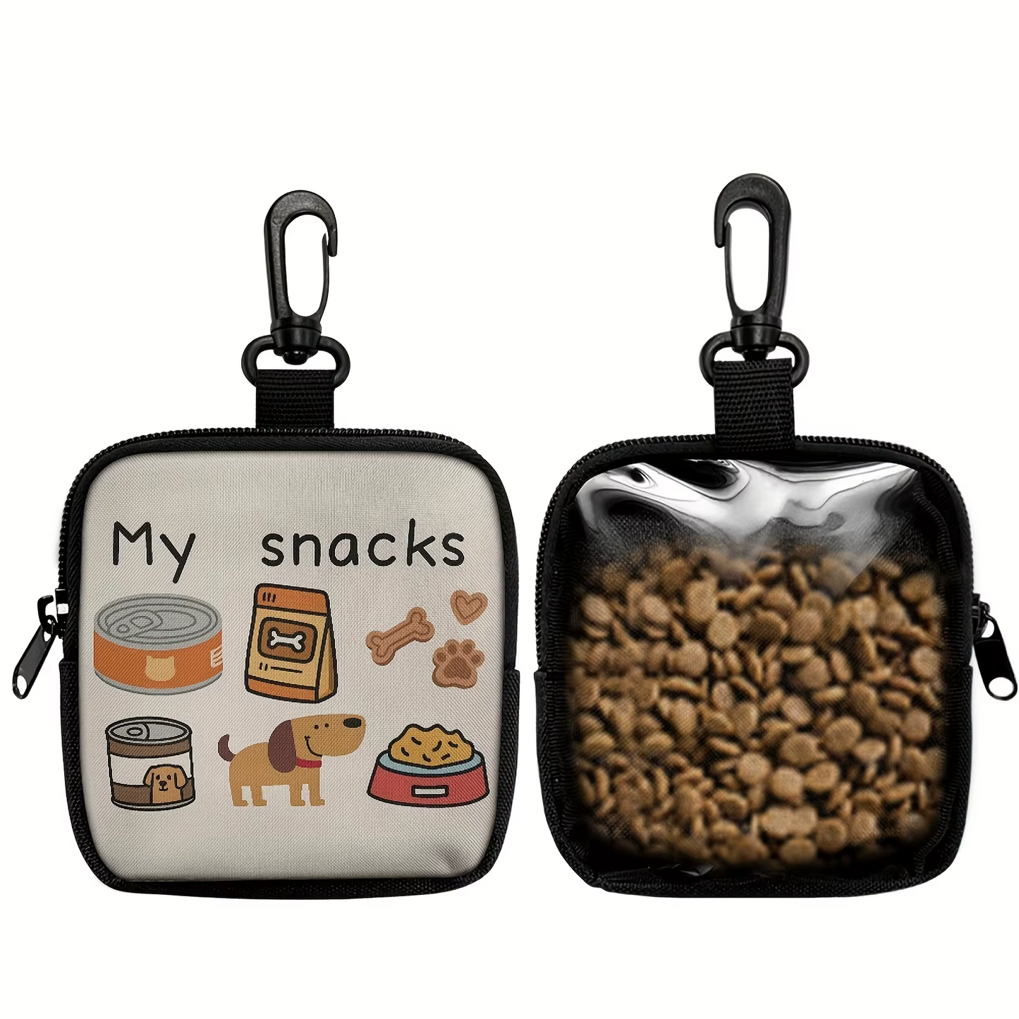 Dog Treat Bag with Clip Zipper Pet Training Pouch Walking Snack Bag