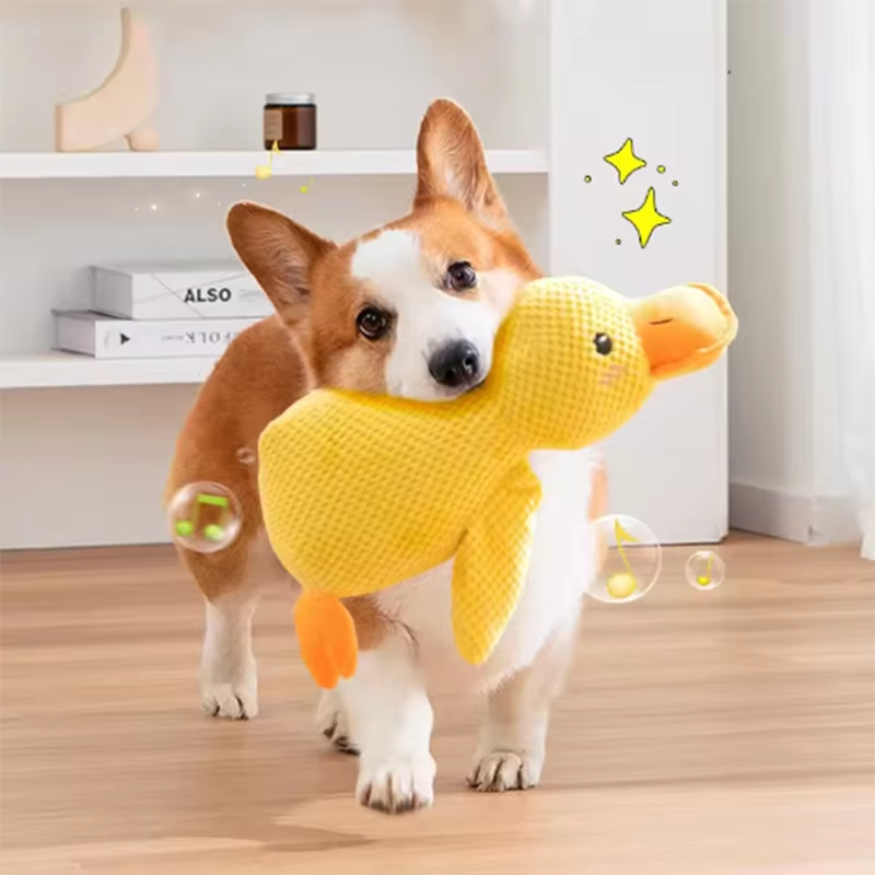 Dog Plush Duck Toy Interactive Squeaky Comfort Toy Puppy Chew Teddy