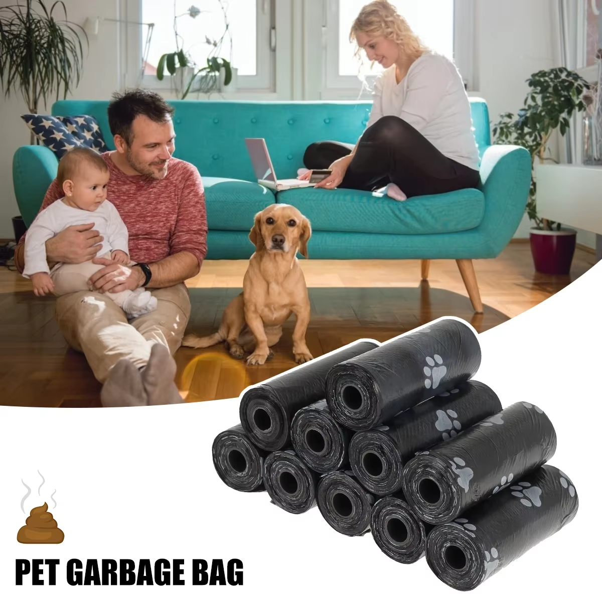 10/30 Rolls Dog Poop Bags Waste Bag Dispenser Pet Pick Up Refill Rolls