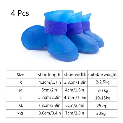 4PCS Waterproof Dog Boots Anti Slip Rubber Shoes for Small Large Dogs Cats