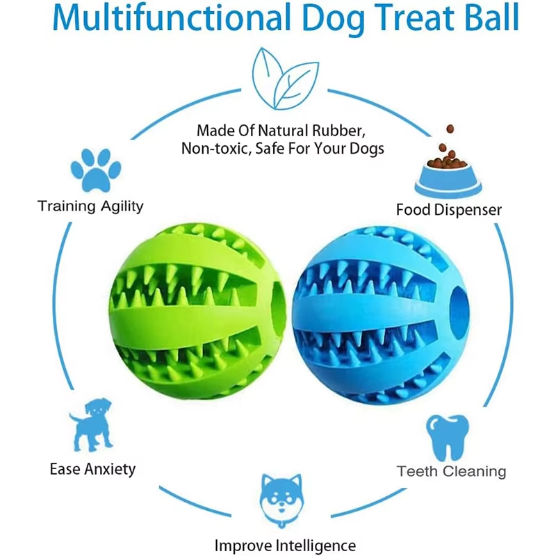 Interactive Dog Treat Ball Rubber Chew Toy Teeth Cleaning Food Dispenser Ball