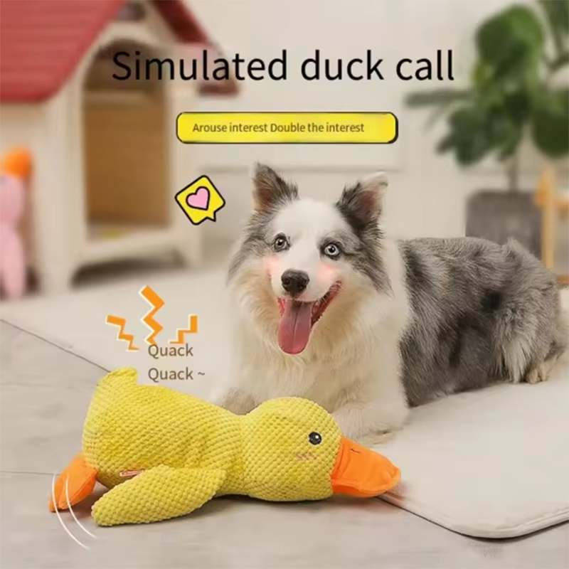 Dog Plush Duck Toy Interactive Squeaky Comfort Toy Puppy Chew Teddy