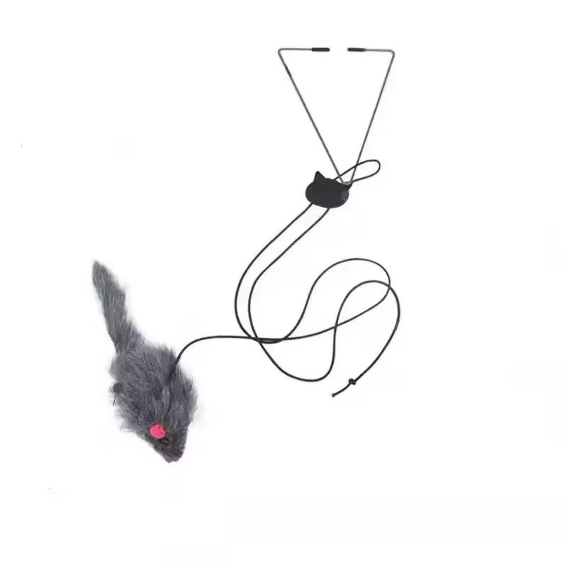 Interactive Cat Door Hanging Toy Retractable Feather Mouse Teaser Rope Toy