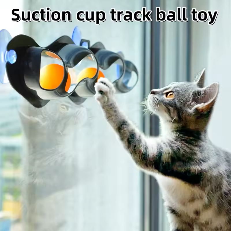 Cat Suction Cup Track Ball Toy Window Interactive Roller Ball Cat Toy