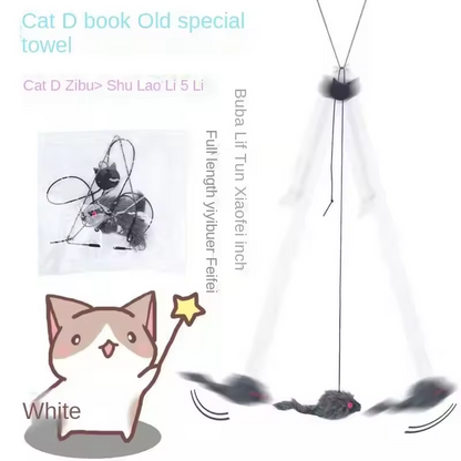 Interactive Cat Door Hanging Toy Retractable Feather Mouse Teaser Rope Toy