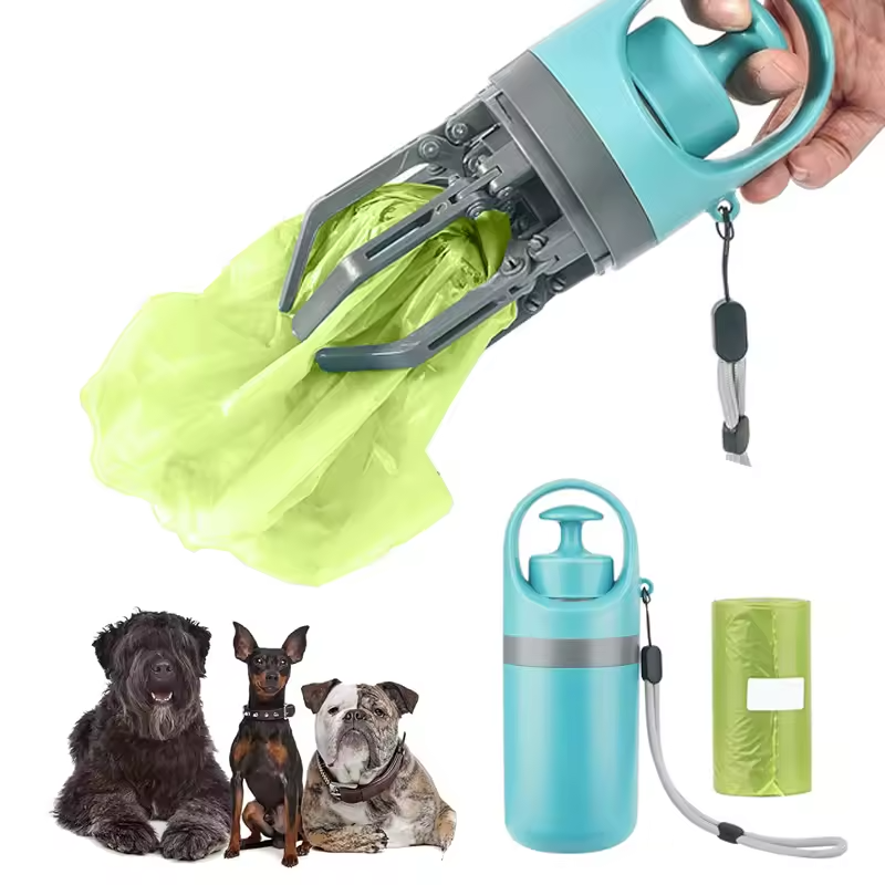 Dog Pooper Scooper with Waste Bags Portable Pet Poop Picker Grabber Tool