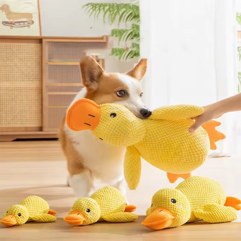 Dog Plush Duck Toy Interactive Squeaky Comfort Toy Puppy Chew Teddy
