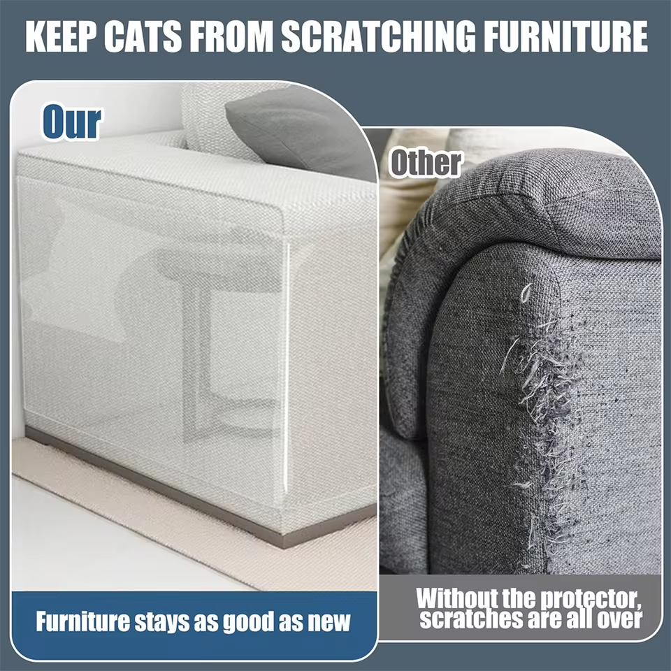 Anti Cat Scratch Furniture Protector Tape Clear Sofa Couch Guard Roll