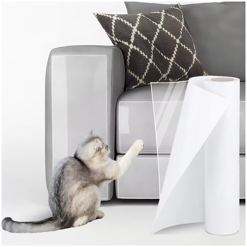 Anti Cat Scratch Furniture Protector Tape Clear Sofa Couch Guard Roll