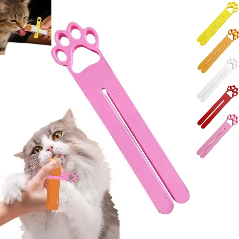 Cat Treat Squeezer Spoon Cat Paw Design No Waste Snack Tube Feeder Tool
