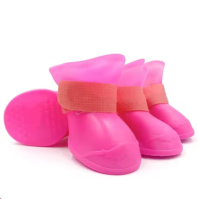 4PCS Waterproof Dog Boots Anti Slip Rubber Shoes for Small Large Dogs Cats