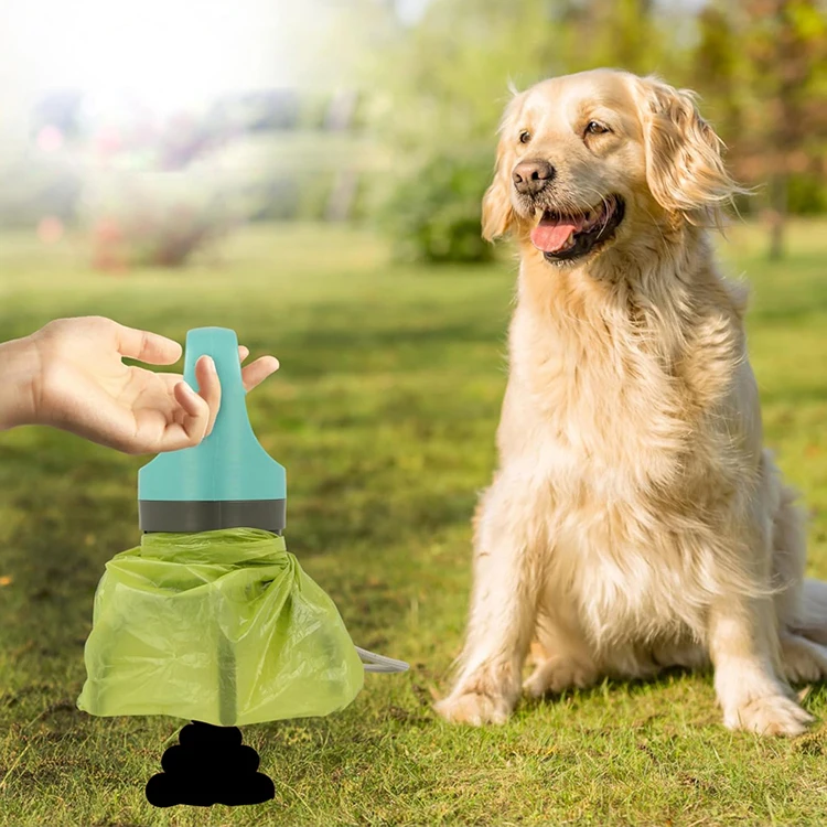 Dog Pooper Scooper with Waste Bags Portable Pet Poop Picker Grabber Tool